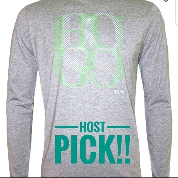 Hugo Boss Men Heather Gray Long Sleeve Jersey Top - Picture 1 of 13